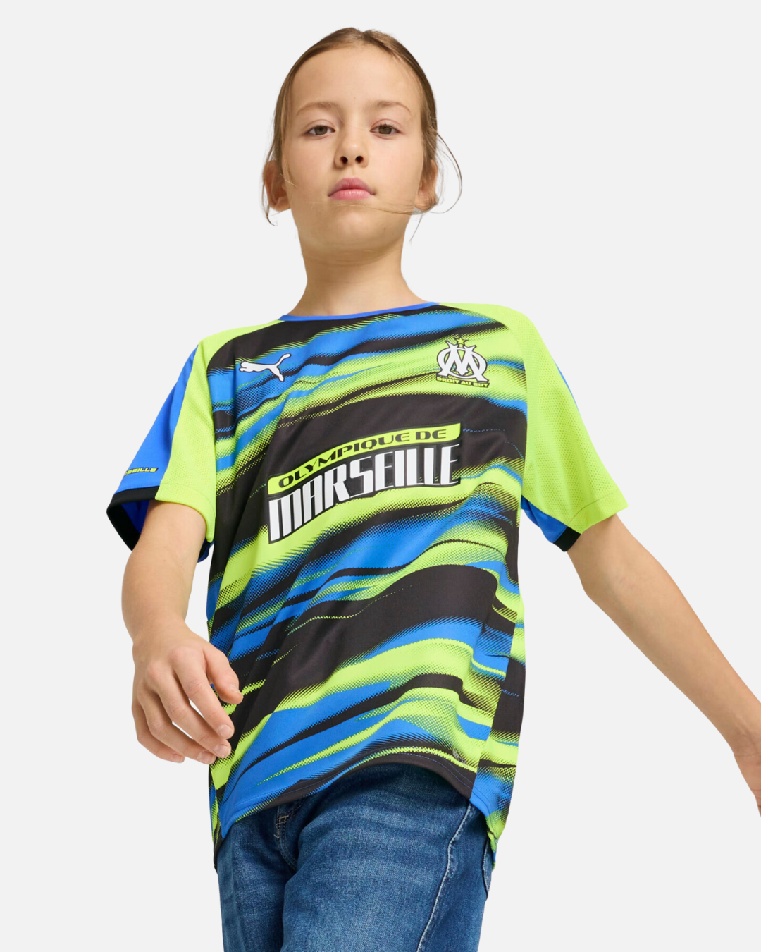 Maillot OM Faster 2024/2025 Junior - Vert/Bleu/Noir